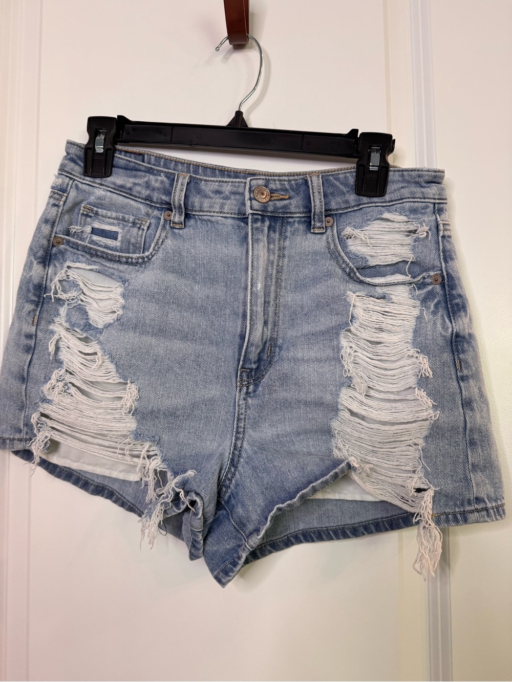 American Eagle Outfitters Light Blue Distressed Denim Shorts